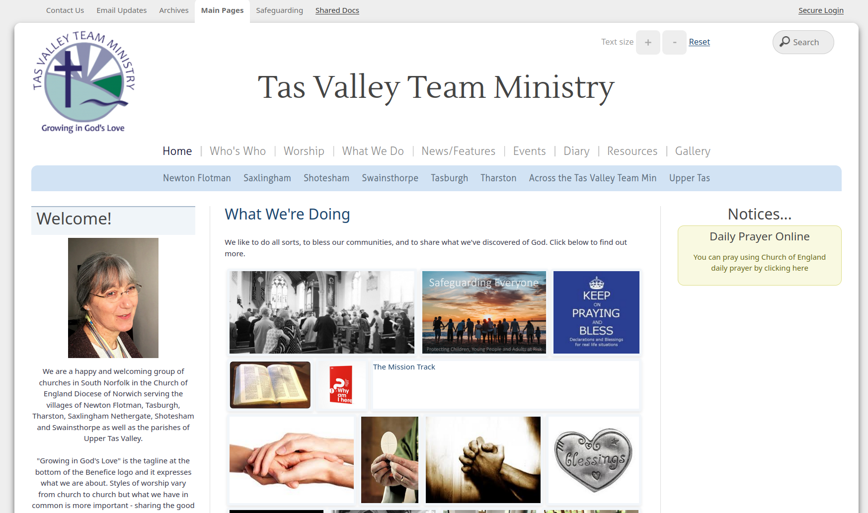 Tas Valley Team Ministry website screenshot
