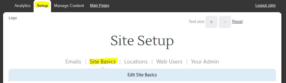 Site Basics Section